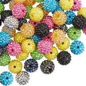 SUNNYCLUE 1 Box 80Pcs Rhinestone Chunk Bead 18mm Beadable Pens Beads Bulk Colorful Chunky Bubblegum Bead Fancy Round Ball Resin Large Loose...