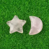 Natural Rose Quartz Healing Moon & Star Ornaments