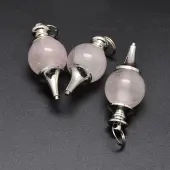 Platinum Tone Zinc Alloy Natural Rose Quartz Pendants
