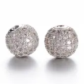 Brass Micro Pave Grade AAA Cubic Zirconia Beads