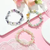 3Pcs 3 Style Natural Mixed Gemstone Chips Beaded Stretch Bracelets Set for Women
