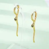 Snake Brass Hoop Earrings