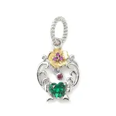 925 Sterling Silver Pave Green Cubic Zirconia Flower Pendants