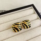 Brass Enamel Stud Earrings