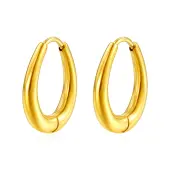 Stylish Stainless Steel Oval Hoop Earrings