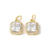 Brass Micro Pave Cubic Zirconia Pendants