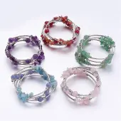 Four Loops Wrap Gemstone Beads Bracelets