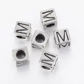 304 Stainless Steel Large Hole Letter European Beads
