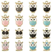 24Pcs 8 Styles Alloy Enamel Pendants