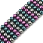 Baking Painted Pearlized Glass Pearl Round Bead Strands