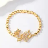 Brass Micro Pave Cubic Zirconia Link Bracelets for Women