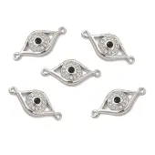 Brass Micro Pave Clear & Black Cubic Zirconia Connector Charms