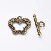 Tibetan Style Alloy Butterfly Toggle Clasps