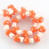 Autumn Theme Mushroom Handmade Lampwork Beads Strands