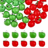 36Pcs 2 Colors Opaque Apple Resin Charms