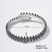 Elegant Brass Pave Black Cubic Zirconia Rhombus Open Cuff Bracelet for Women