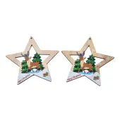 Christmas Theme Single-Sided Printed Wood Big Pendants