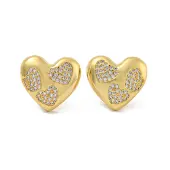 Brass Pave Clear Cubic Zirconia Stud Earrings