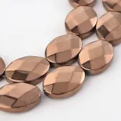 Electroplate Non-magnetic Synthetic Hematite Oval Bead Strands