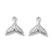 Brass Micro Pave Clear Cubic Zirconia Charms