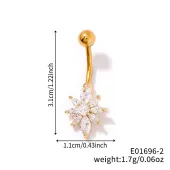 Shiny Sunflower Brass Full Crystal Rhinestone Belly Button Rings
