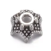 6-Petal Flower Tibetan Silver Bead Caps