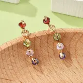 Stick Brass Micro Pave Cubic Zirconia Stud Earrings for Women