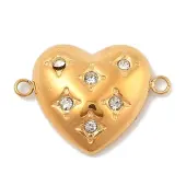 Ion Plating(IP) 304 Stainless Steel Micro Pave Clear Cubic Zirconia Connector Charms