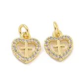 Brass Micro Pave Clear Cubic Zirconia Charms