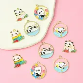 10Pcs 5 Style Alloy Enamel Pendants