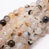 Natural Dendritic Agate Round Beads Strands