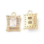 Brass Micro Pave Clear Cubic Zirconia Charms