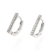 Clear Cubic Zirconia Rectangle Hoop Earrings