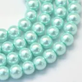 Baking Painted Pearlized Glass Pearl Round Bead Strands