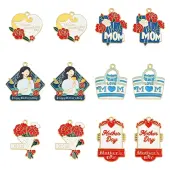 24Pcs 6 Styles Mother's Day Alloy Enamel Pendants