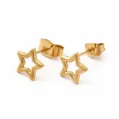 304 Stainless Steel Hollow Out Star Stud Earrings for Women