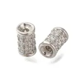 925 Sterling Silver Micro Pave Clear Cubic Zirconia Beads