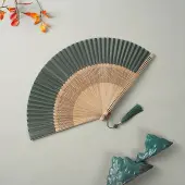 Bamboo Folding Fan with Tassel