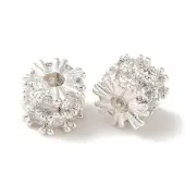 Rack Plating Brass Pave Clear Cubic Zirconia Beads