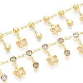 Brass Glass Butterfly Charm Link Chains