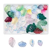 40Pcs 4 Styles Transparent Glass Pendants