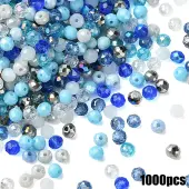 1000Pcs 10 Colors Electroplate Transparent Glass Beads