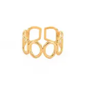 Ion Plating(IP) 304 Stainless Steel Open Geometry Wrap Cuff Ring for Women