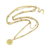 Ion Plating(IP) 201 Stainless Steel & Plastic Pearl Double Layered Necklaces