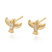 Brass Micro Pave Clear Cubic Zirconia Stud Earrings
