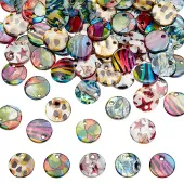 80Pcs 5 Styles Printed Freshwater Shell Charms