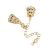 Brass Micro Pave Cubic Zirconia Ends with Chain