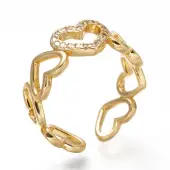 Brass Micro Pave Clear Cubic Zirconia Cuff Rings