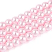 Baking Painted Pearlized Glass Pearl Round Bead Strands