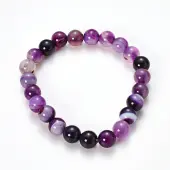 Natural Striped Agate/Banded Agate Beaded Stretch Bracelets
